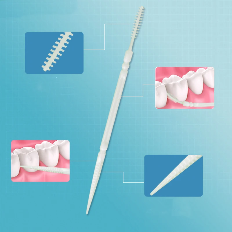 Dental floss stick dental floss sticks toothpick brush dental cleaning tools 100pcs/box Double Head Plastic Toothpick Oral Care Disposable