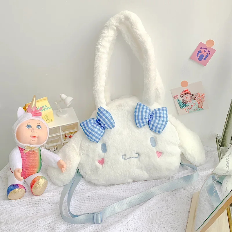 

New Sanrio Kawaii Anime Cartoon series Cinnamoroll Explosive Yan Value Japanese Cute Bow Shoulder Bag Girl's All-match Handbag