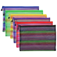 6/12 Pcs A5 Zipper Mesh Bags 9.8 "x 7" Pencil File Bags Zipper File Bags Cosmetics Storage Bags Cosmetics Office Travel Supplies 1