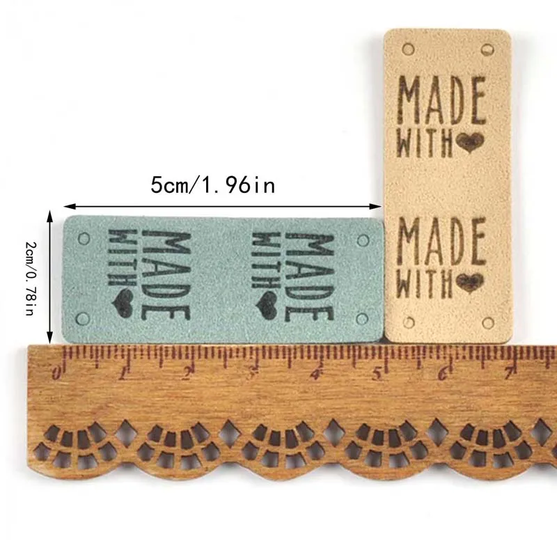 Garment Labels Sewing Labels Clothing Labels 20Pcs 2x5cm PU Cloth Handmade Embossed Tags DIY Flag Label For Garment Sewing Accessories cp3470