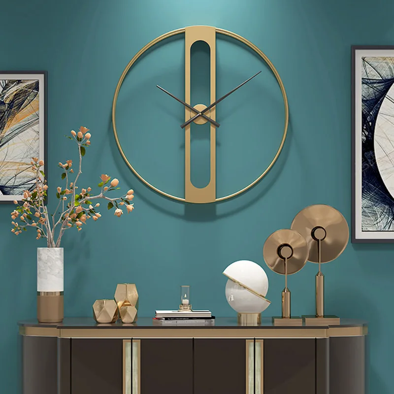 

Nordic Kitchen Art Luxury Wall Clock Modern Silent Wall Watch Large Gold Metal Luxury Clocks Design Living Room Decorations W