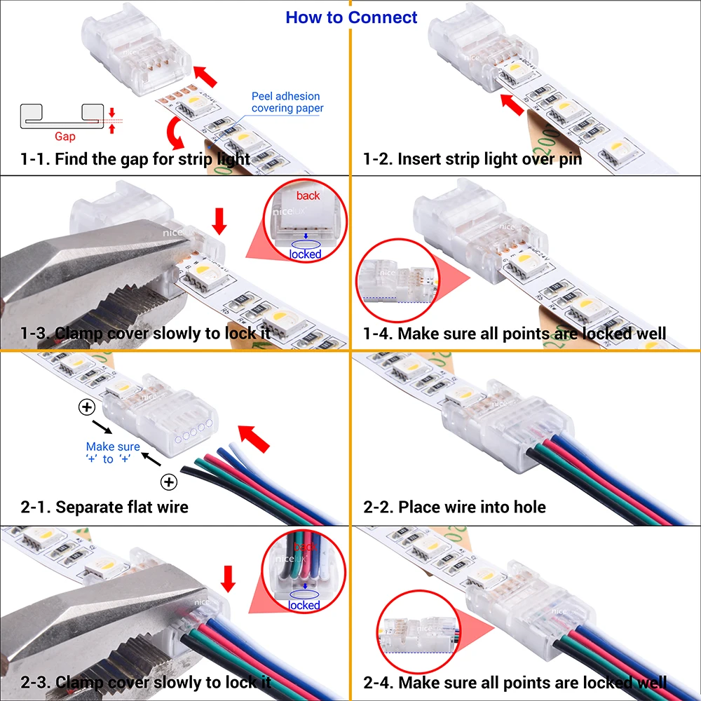 5 pcs/bag Connectors terminal for 5 pin SMD COB LED Strip Quick Easy  Connecting Flexible strip leds light 2 Types 10mm connector _ - AliExpress  Mobile