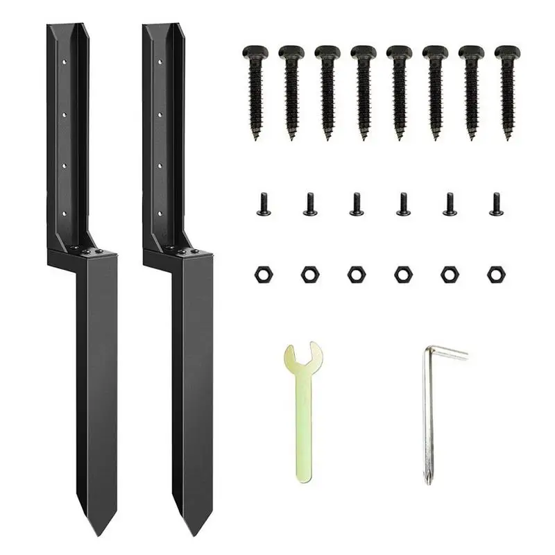 Fence Repair Kit 2X Thickened Metal Fence Support Stakes Solid Ground Spike Quick Fix Post Stabilizer For Repair Tilted Broken