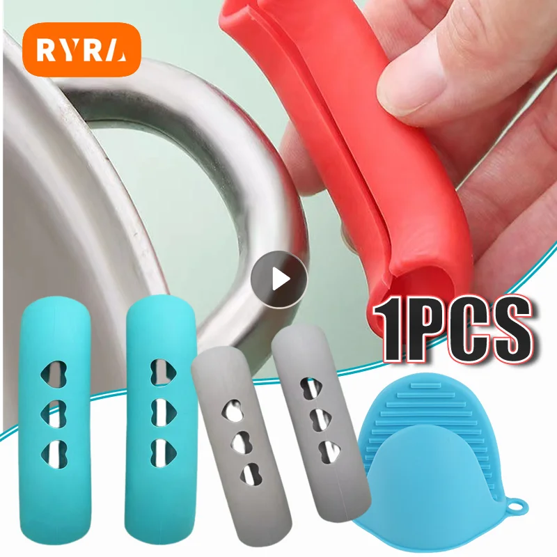 Silicone Pan Handle Cover Heat Insulation Covers Pot Ear Clip Steamer Casserole Pan Handle Holder Non-slip Kitchen Tools