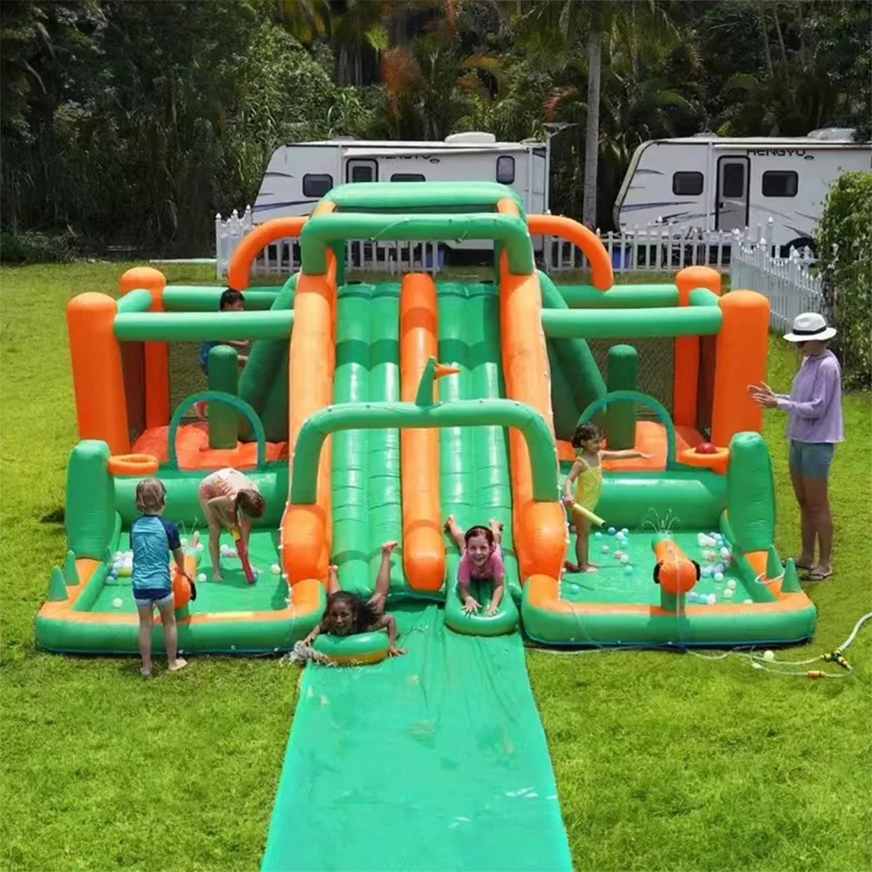 Inflatable Castle Indoor/Outdoor Oxford Cloth 420D + 840D Inflatable Trampoline Inflatable Slide