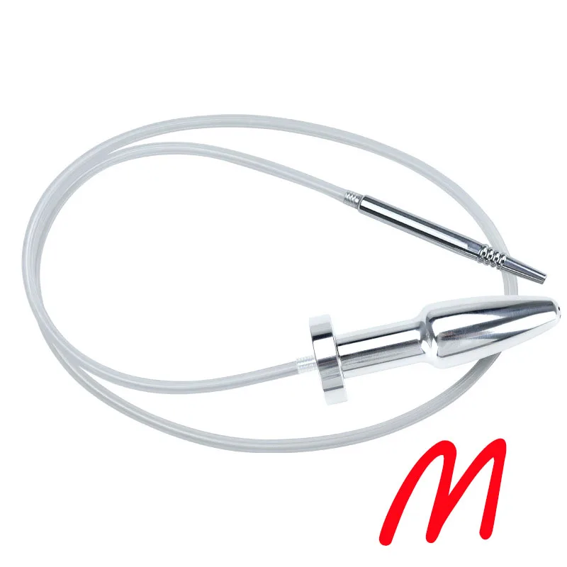 BDSM Irrigation System,Cock Cage Connect to Anal Plug,Piss Urine Flow Into The Anus,Enema Buttplug,SM Game Sex Toy for Men Women