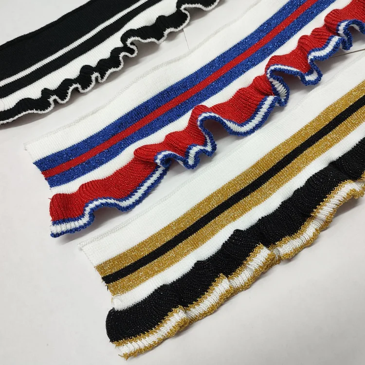 

1PCS Stripe Rib Fabric Cotton Elastic Knitted Neckline Cuff Edge Sweater Ruffle Dress Collar Cuffs Hem Bottom Ribbed Lace Fabric