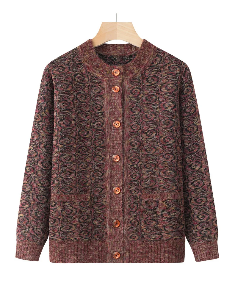 Omas Lose Strickpullover Strickjacke Mantel Mittleren Alters Mutter Herbst Winter Kleidung Verdicken Langarm Top Frauen Warme Jacke – Detail 7