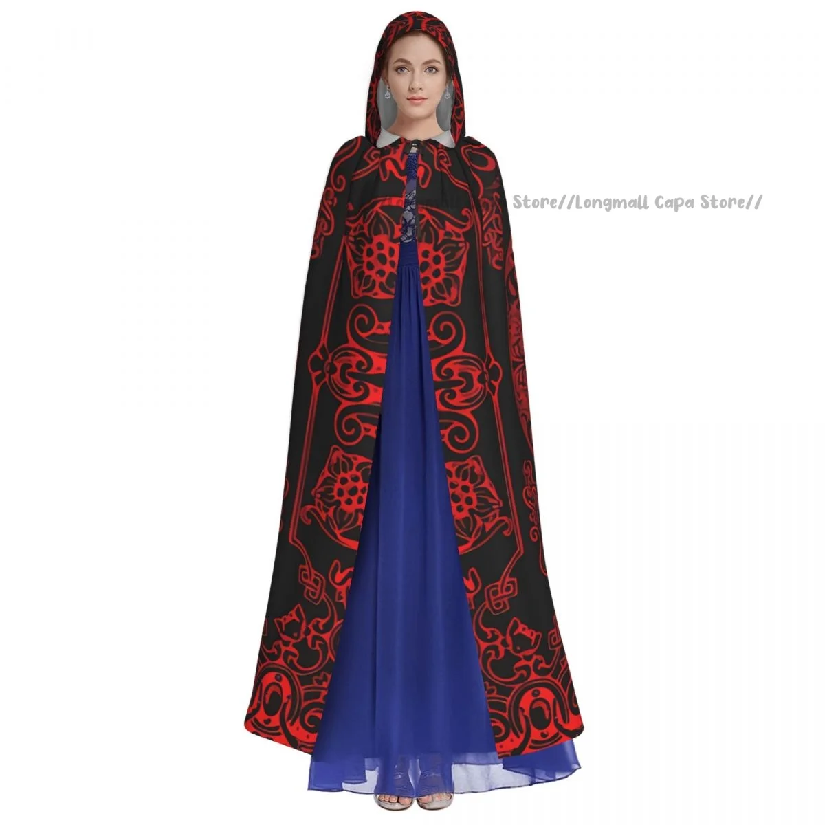 Cosplay costumi medievali pentagramma Baphomet mantello con cappuccio mantelle abiti lunghi giacche cappotto carnevale - immagine 2