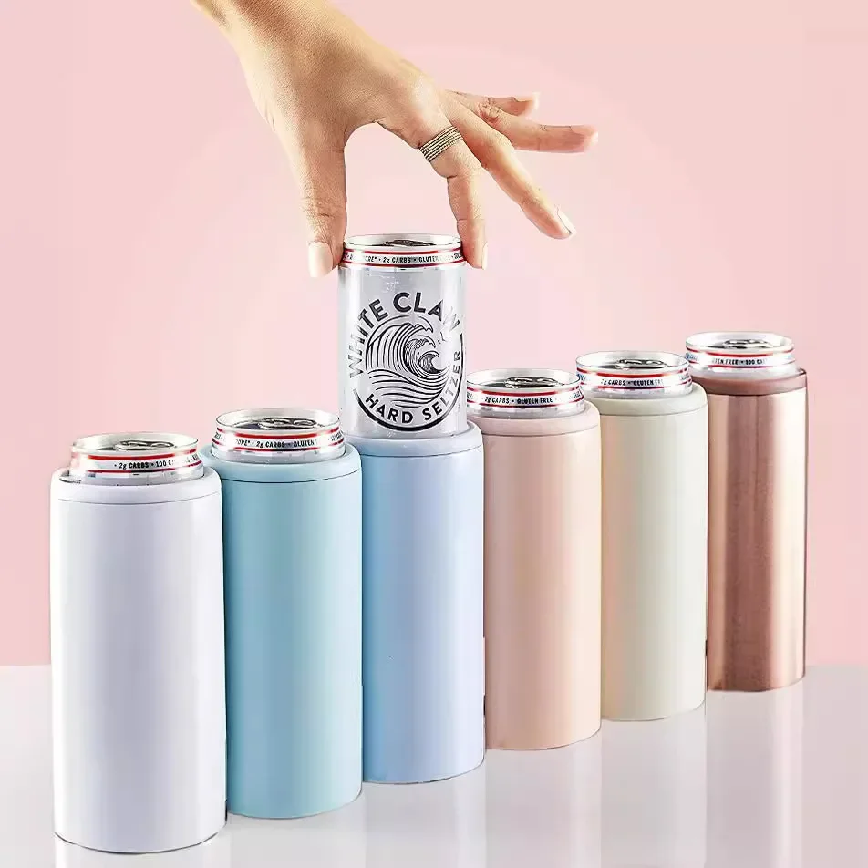 Double Walled Can Cooler 12oz Can Cooler Universal Stainless Steel Insulated Mug Lightweight Efficient Beverages Can Cooler For Home Outdoor