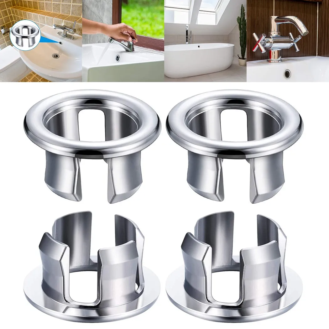 Description Picture 3 of item4PCS ABS Plastic Bathroom Kitchen Basin Sink Overflow Cover Ring Insert Replacement Chrome Hole Round Drain Cap Basin Accessory