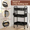 3 Tier Rolling Cart with Drawer, Metal Rolling Utility Cart on Wheels with Pegboard, Art Cart Storage Organizer with Tabletop 5