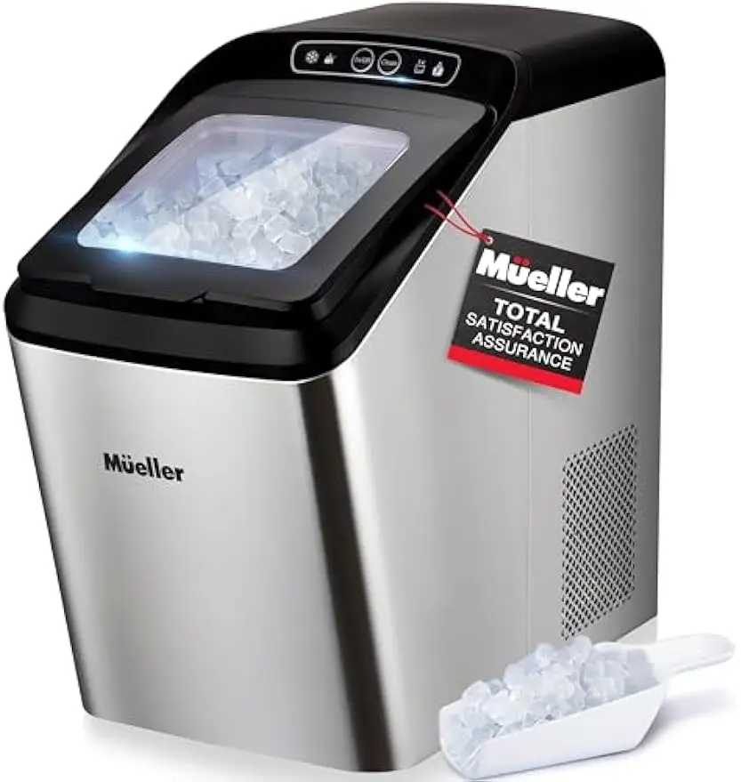 

Mueller Countertop Nugget Ice Maker – Quiet, Heavy-Duty Ice Machine, 30 lbs Daily, 3 QT Tank, Compact & Portable,Includes Basket