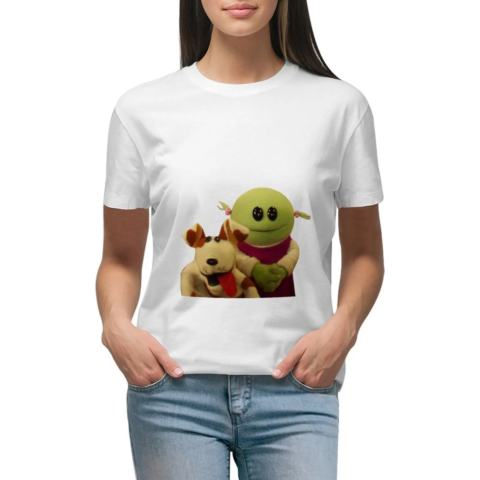 

nanalan and dog T-shirt kawaii clothes lady clothes hippie clothes tops for Women