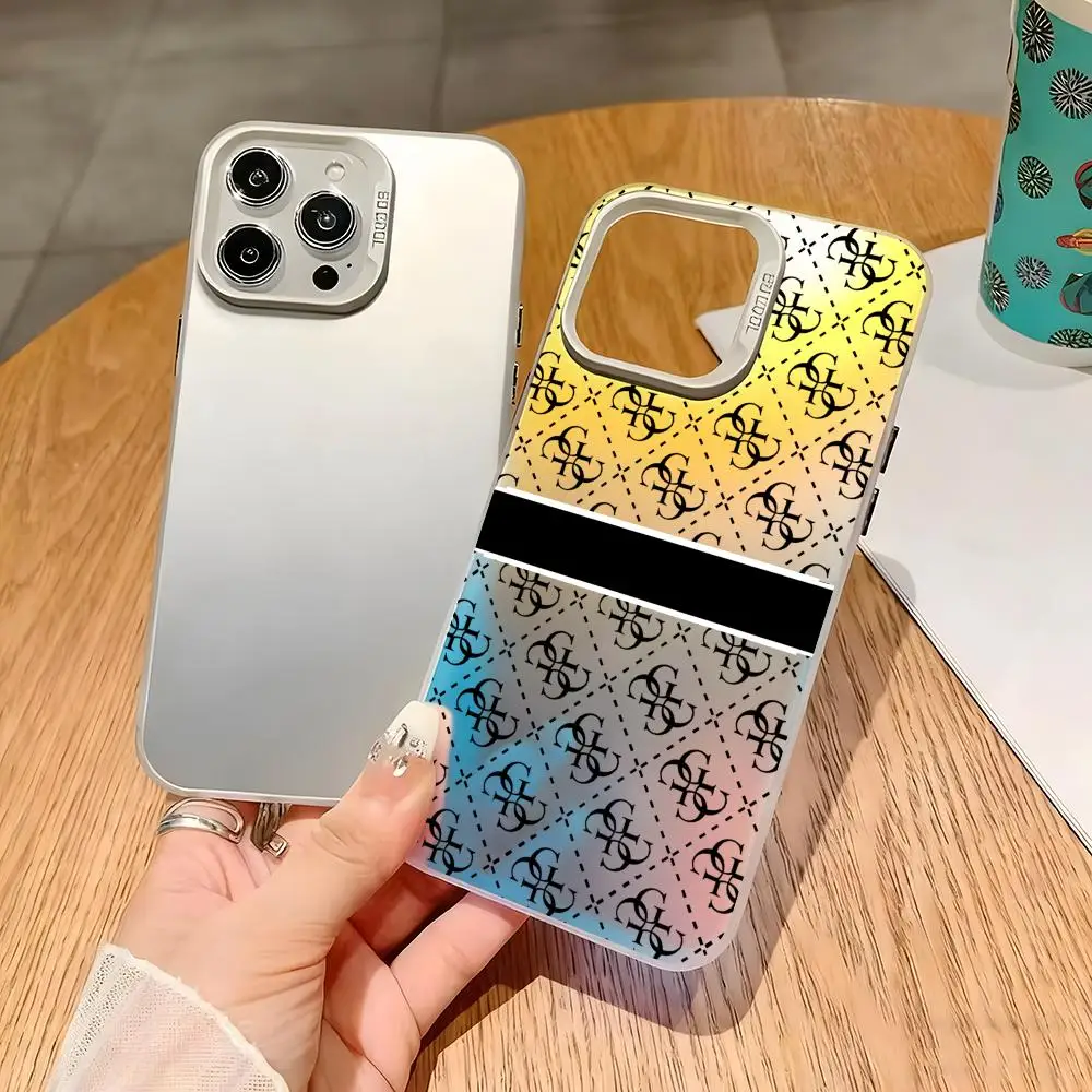 Luxury Silver Shell Phone Case with Stylish Letter Design