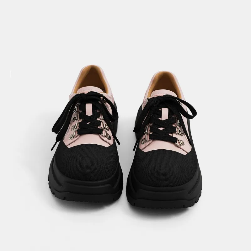 Leisure Sports Shoes 2024 Spring New Women's Sweet Cool Songcake Lace Up Single Shoes Comfort Trend Design