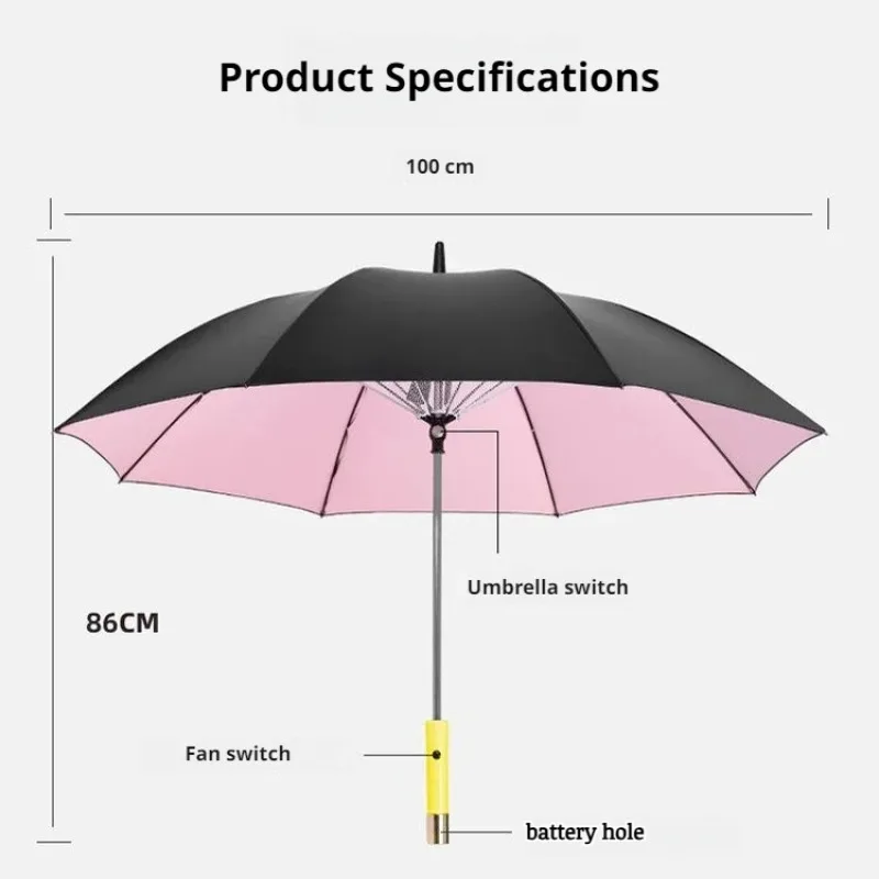 With fan cooling cooling sunshade umbrella sunny rain dualuse vinyl UV protection vinyl umbrella