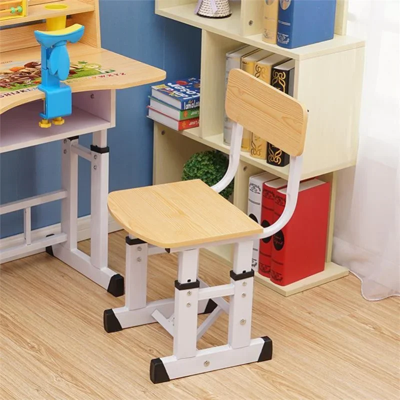 Children's Study Chair-Adjustable Lifting Solid Wooden Dining Chair with Desk for Primary School Students Ergonomic Kids