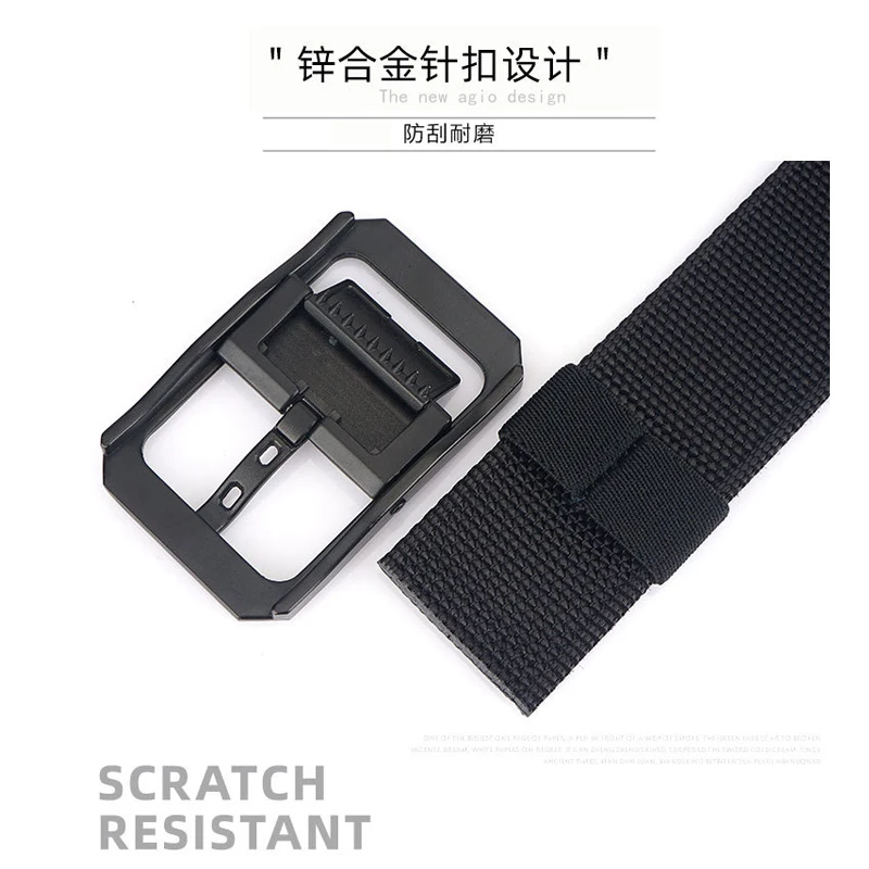 MEDYLA men's belt high-quality encrypted nylon hard metal steel buckle belt for men leather closure sports