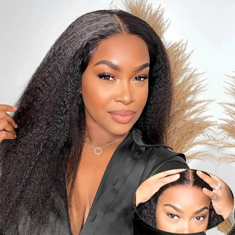 10-20 Inch Kinky Straight Human Hair Lace Frontal 13x4 Transparent Swiss Lace Natural Color Brazilian Remy Hair Pre-Plucked