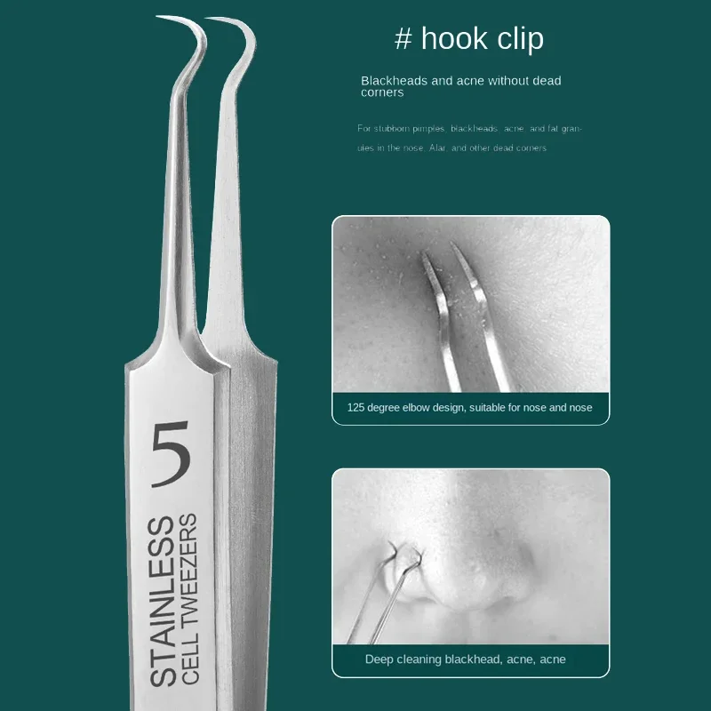 Blackhead Remover Acne Remover German Ultra-fine No.5 Cell Pimples Blackhead Clip 0.1mm Tweezers Black Dots Pore Cleaner Acne Needle Tool