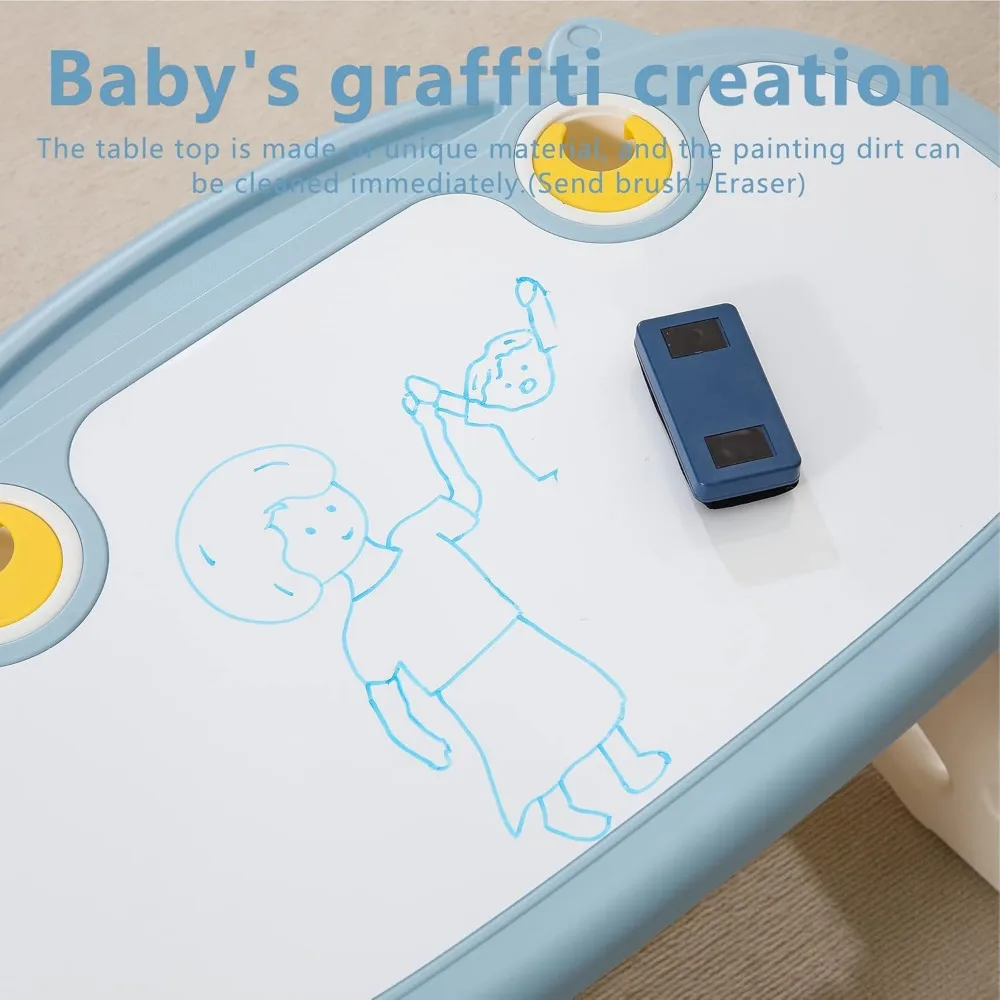 Kids Table and Chair Set The Table Can Be Graffiti and The Height Can Be Raised Lowered for Children Age 2-10