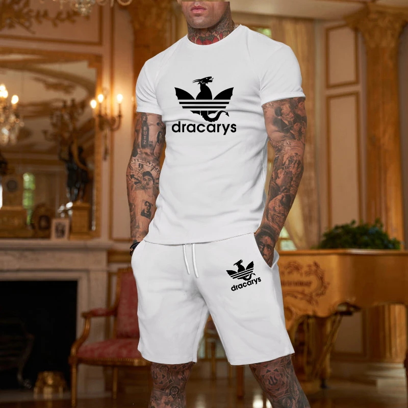 Spring/Summer Men\'s Casual Sports Short sleeve suit, two-piece set, T-shirt and pants, men\'s wear, Summer fashion