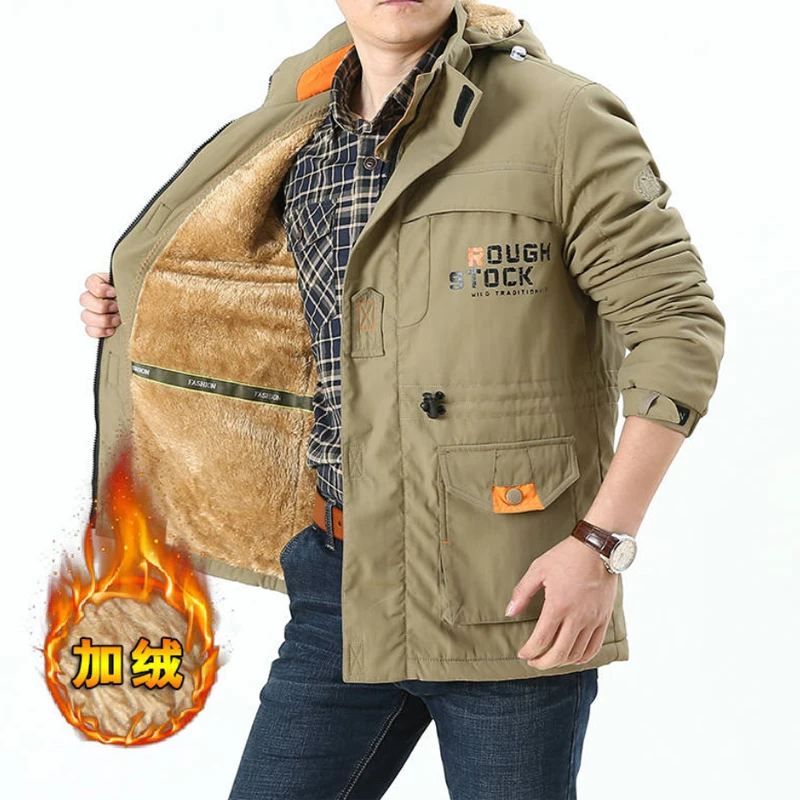 Men's Jackets Hiking Windbreaker Hooded Coats Casual Mid-length Loose Outdoor Jacket Fashion Army Cargo Bomber Mens Clothing