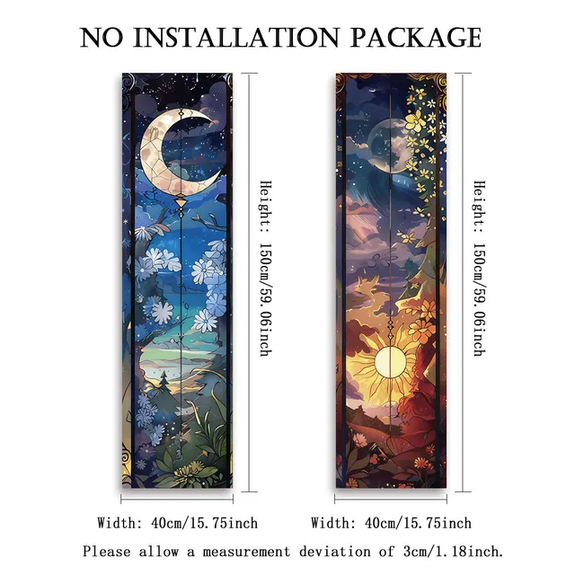 Bannière verticale de paysage, tapisserie soleil et lune, arbre de vie, décoration murale florale de nuit étoilée, tapisserie esthétique, décoration de maison 6