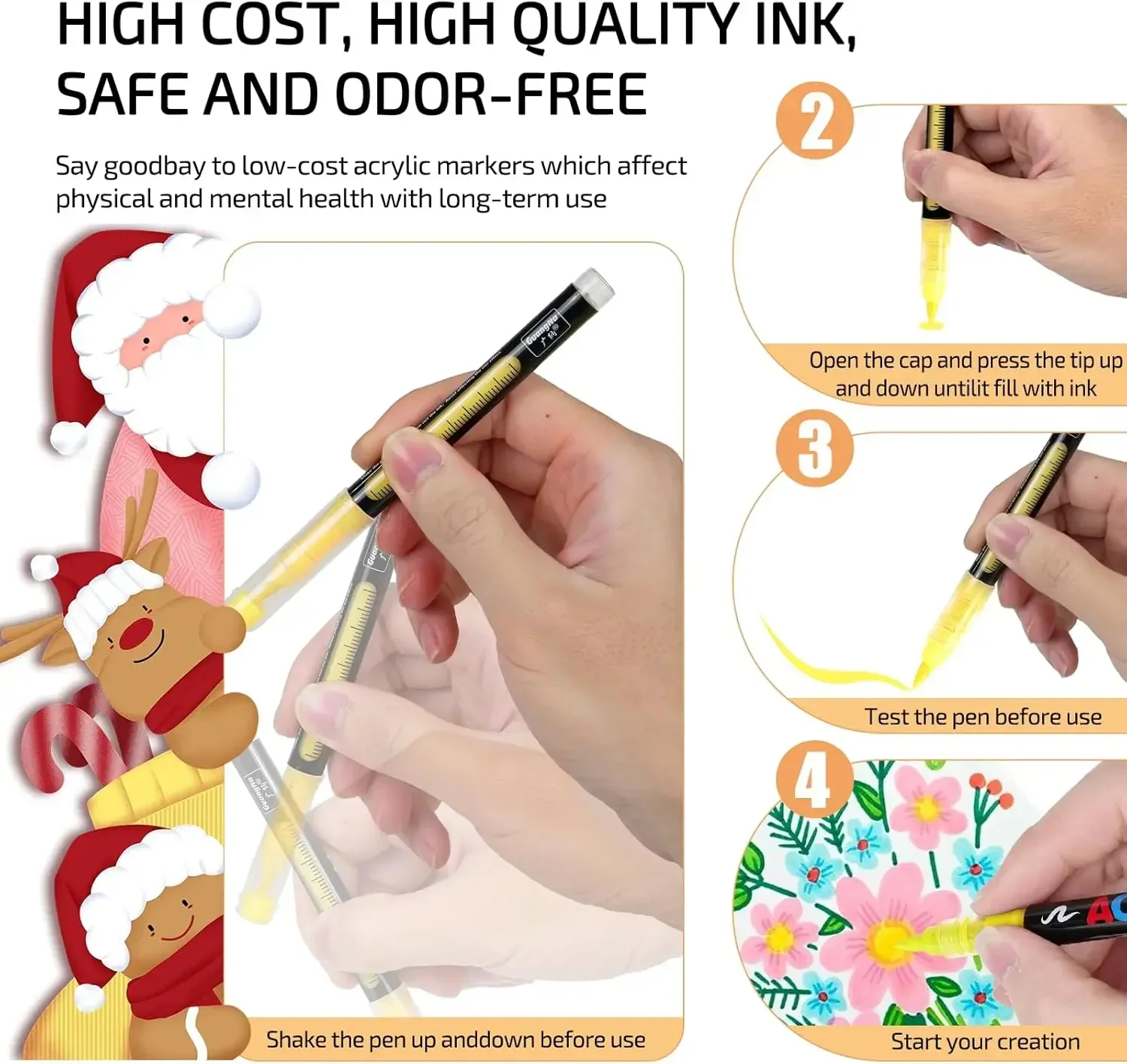 Acrylic Paint Art Marker Pen Brush Tip Paint Markers DIY Graffiti Drawing Pens For Notebook Diary Writing Painting Stationery