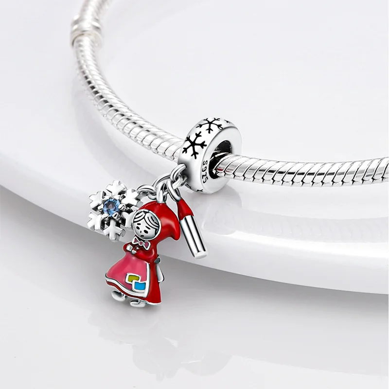 Rote Serie Anhänger-Charms Perlen Plata Charms aus 925er Silber passend für Original Marken Damen Armband Anhänger Halskette Schmuck – Detail 40