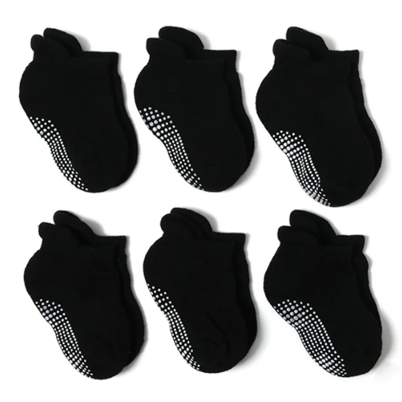 3Pair/lot New black/white children's socks baby casual non-slip children's baby socks 3