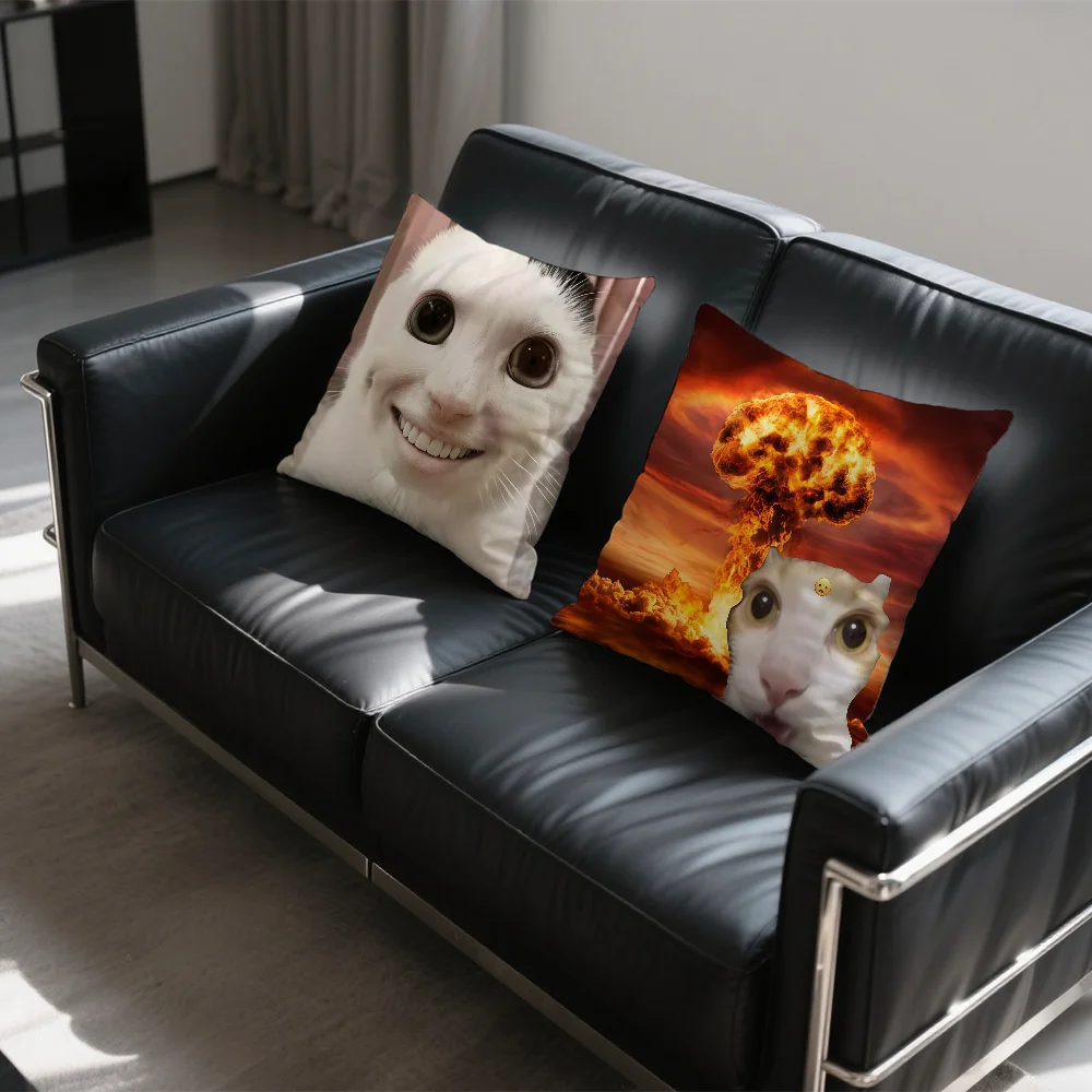 Humorous Cat Meme Skin-Friendly Sofa Cushion Cover
