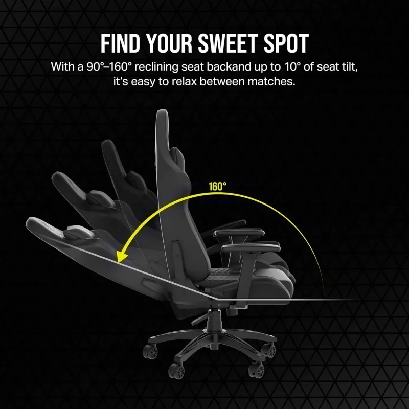 Corsairr TC100 RELAXED Gaming Chair, One Size, Black 5