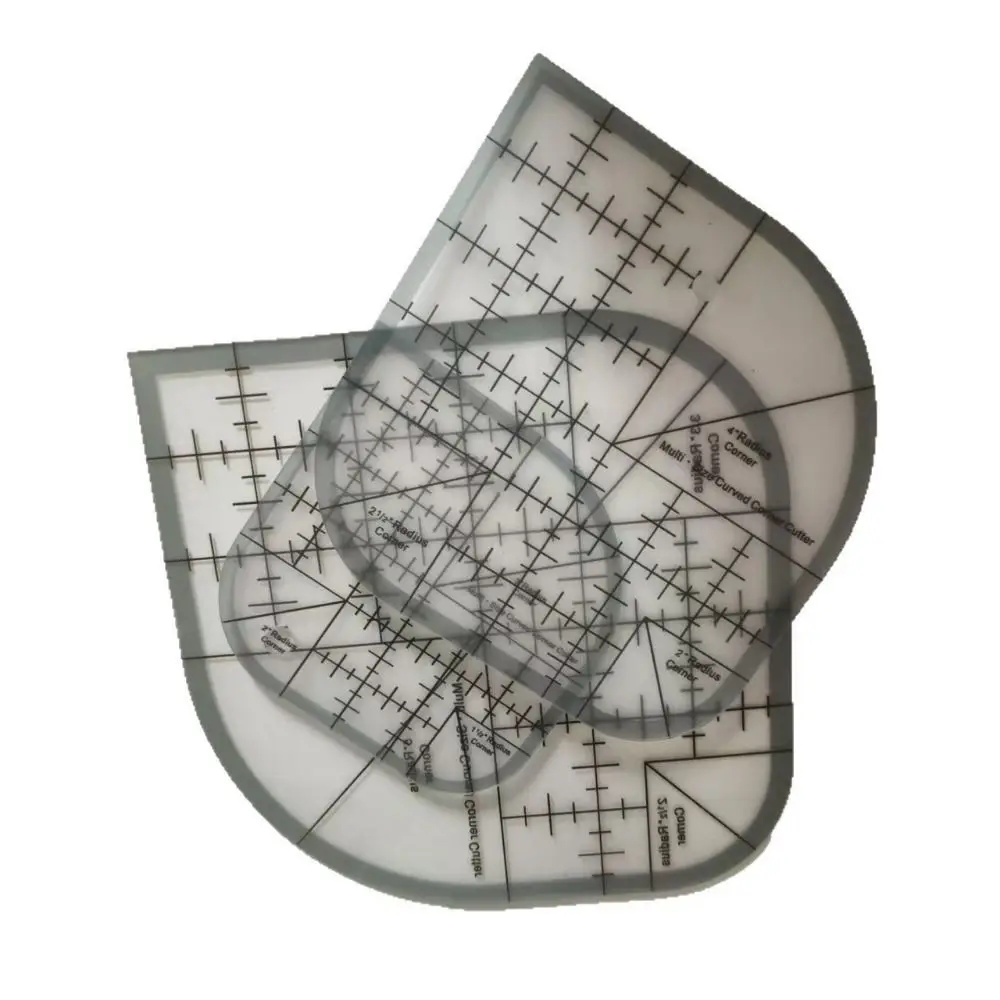 미끄럼 방지 곡선 코너 커터 자 아크릴 투명 눈금 패치워크 재봉 템플릿 정확하고 내구성 있는 다기능 각도자