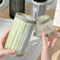 Large Capacity Solid Color Desktop Storage Pouch, Clear Mesh Organizer, Practical Tabletop Holder for Daily Sundries 5
