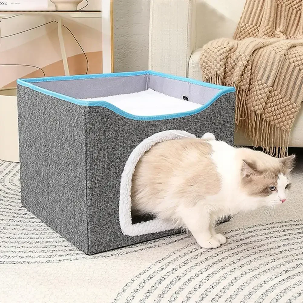 

Layer Pad Scratch Big for Condo Design Cat With Cozy Cats Indoor Hideaway Pet Cave Bed Double Cube House Nest Foldable