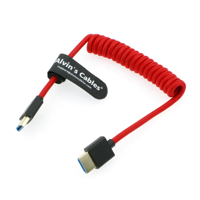 8K 2.1 Full HDMI ความเร็วสูง Braided Coiled Cable สําหรับ Atomos Ninja V Portkeys BM5 30 ซม. 1