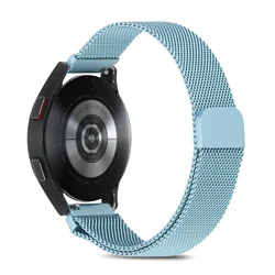 Elegant Metal Milanese Strap - 20mm/22mm - Comfortable Bracelet in Silver - 22mm watch band (Soft blue)