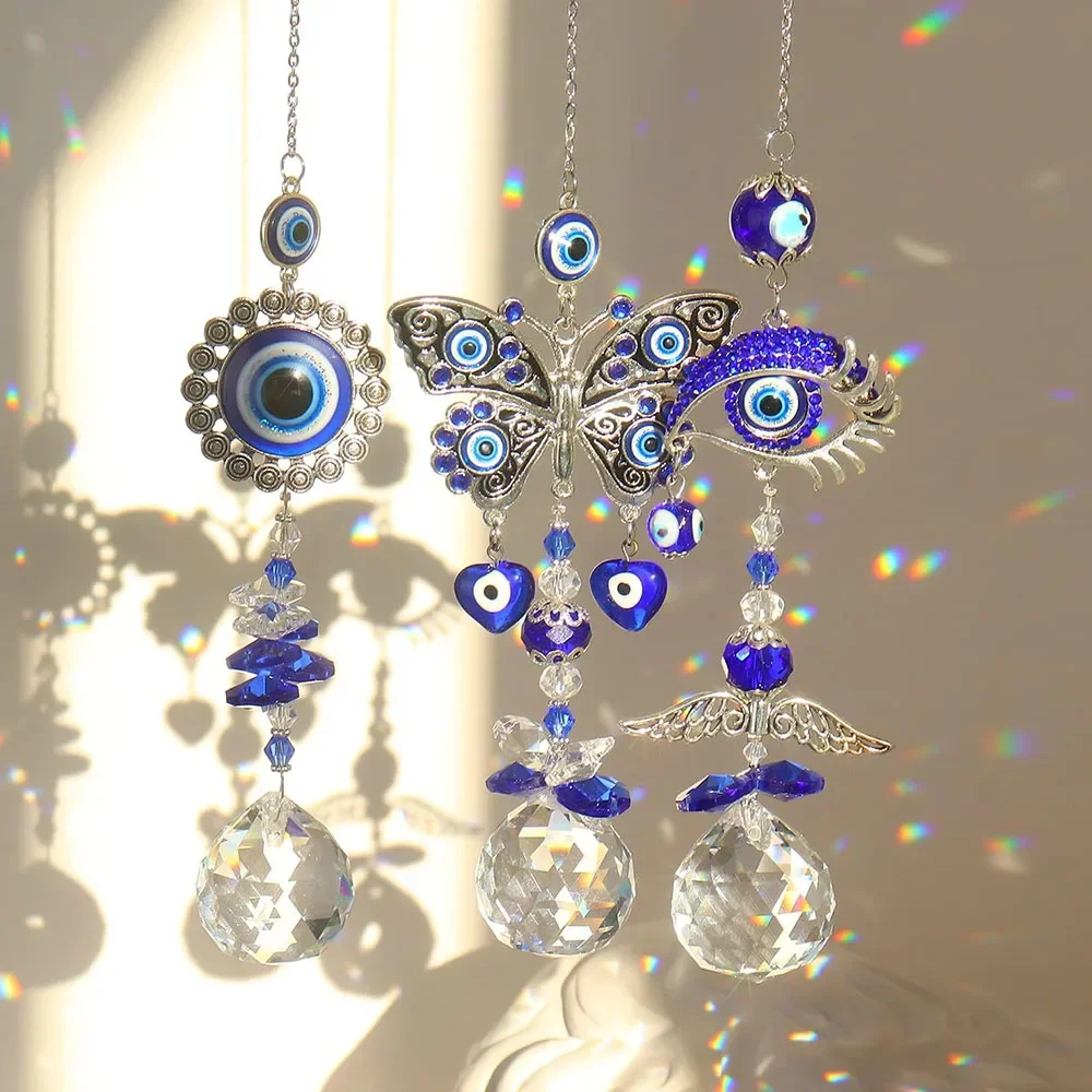 Evil Eye Car Hanging Ornament – Blue Evil Eye Butterfly Charm For Rear View Mirror, Protection & Good Luck Amulet