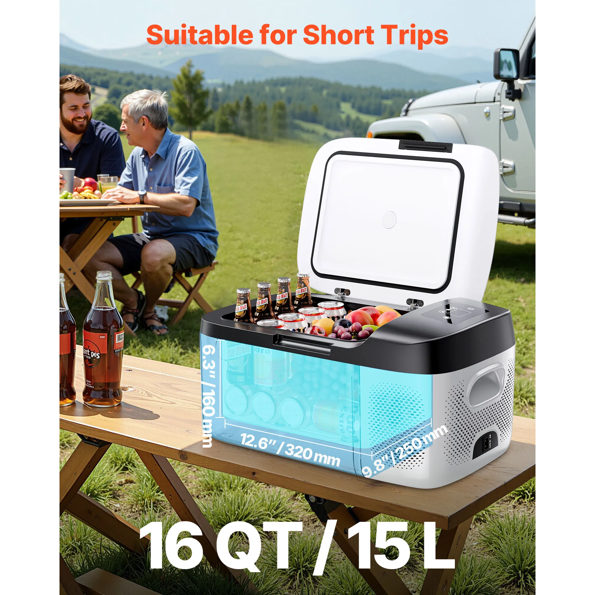 SucceBuy 15L Small Fridge Portable Car Freezer 12V/24V Mini Refrigerator Compressor Cooler for RVs Traveling Camping Outdoor 3