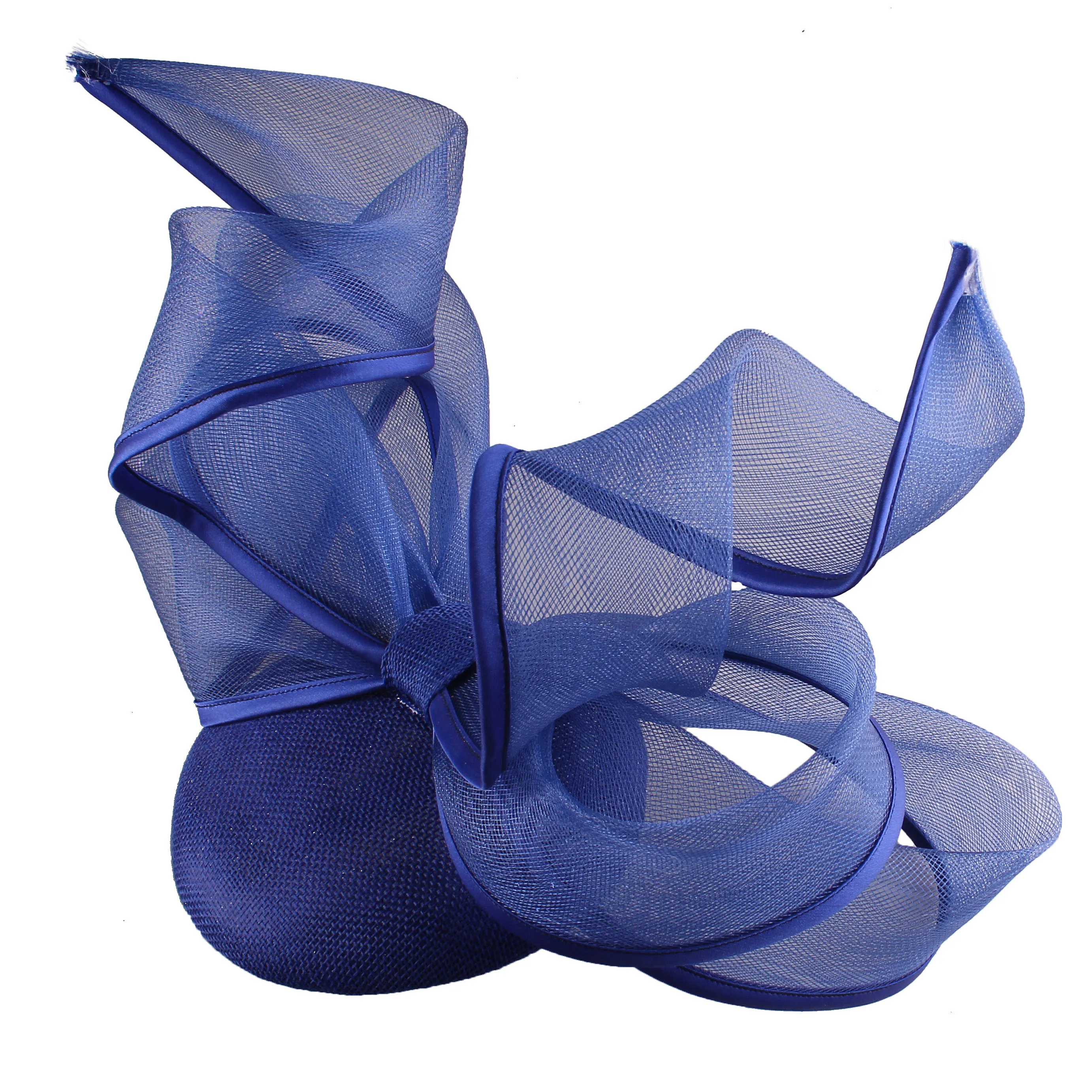 New Ladies Royal Blue Bridal Derby Pillbox Hats With Bowknot Flower Imitation Sinamay Hat Women Wedding Hair Accessories SYF774 5