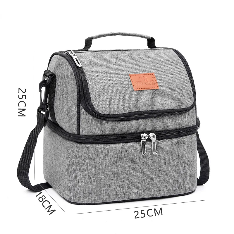 Multifunction Double-Deck Cooler Lunch Box Portable Insulated Food Oxford Fabric Lunch Bag for Work Travel Picnic Bags Tote Bag