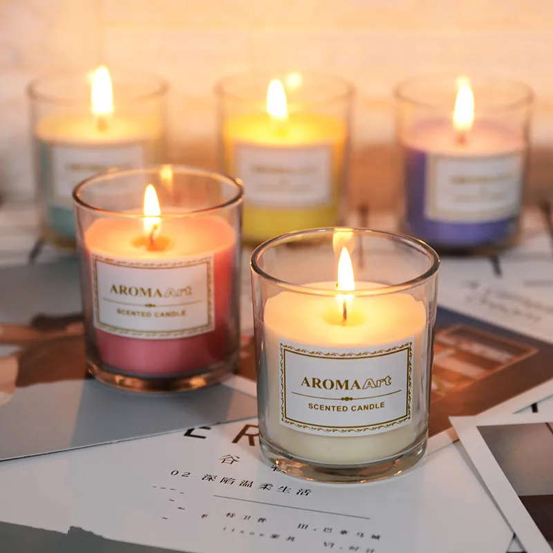Aromatherapy Soy Wax Scented Candle Glass Teacup Smokeless Fragrant