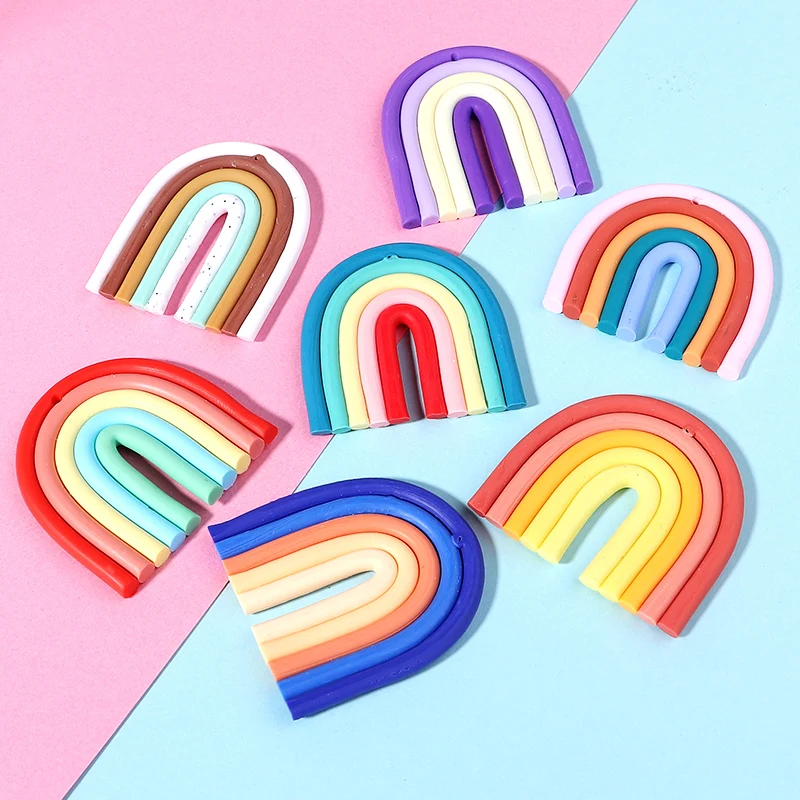 

5pcs/Lot 40mm Colorful Soft Clay Rainbow Cabochon Home Cake Phone Case Accessories Scrapbook Jewelry Accessories DIY Keychain