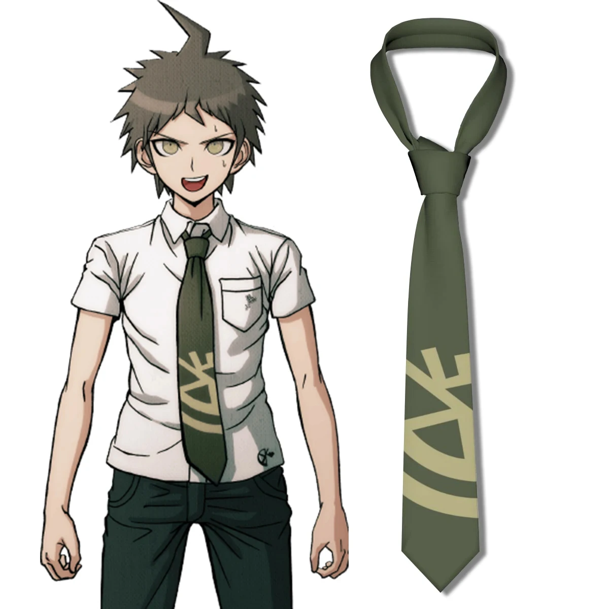 New Silk 8cm Ties Anime Super Danganronpa Hinata Hajime Neck Dangan Ronpa Cosplay Slim Necktie Personality Cravate Party Suit