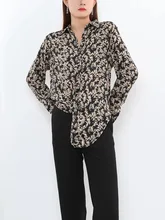  Women Shirts 2022 Summer New Bamboo Leaf Print Long Sleeves Blouses 