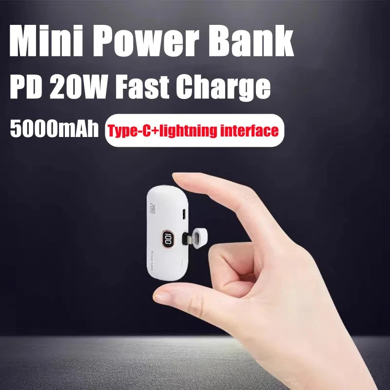 

Mini Power Bank Auxiliary Battery for iPhone, Samsung, Xiaomi, Huawei, Portable Charger, Small Powerbank Digital Display
