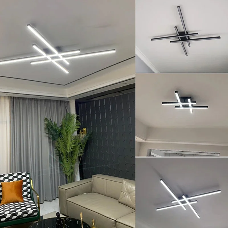 Linear Ceiling Lamp Creative Geometric Line Bedroom Lamp Minimalist Study Room Modern Simple and Atmospheric Master Bedro
