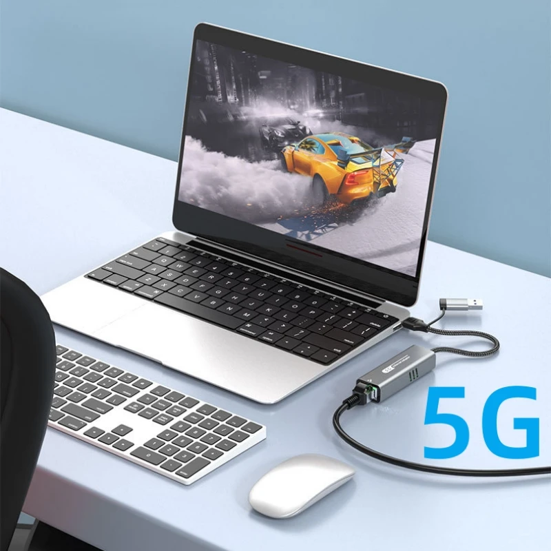 USB C to 5Gbps Ethernet Adapter USB 3.0 to Ethernet 2.5 Gigabit Converter USB3.2 to RJ45 Network Adapter For MacBook Laptop iPad 3